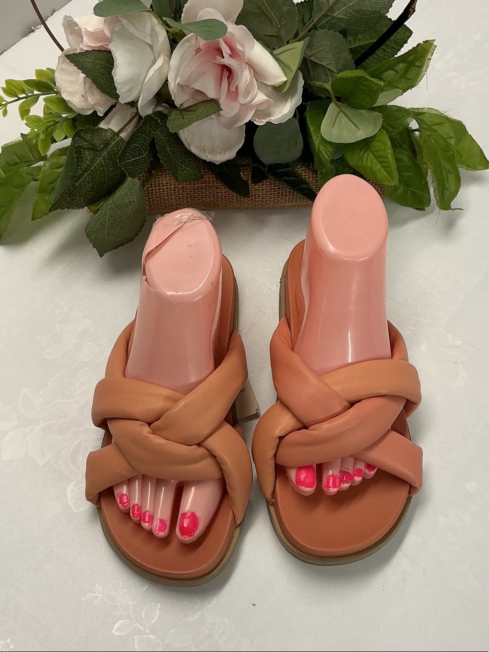 Women’s Braided Slide Sandals - Peach